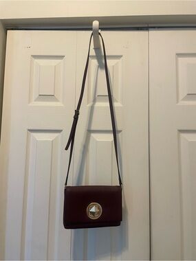 Kate Spade Burgundy Crossbody Shoulder Bag with Gold Accent
